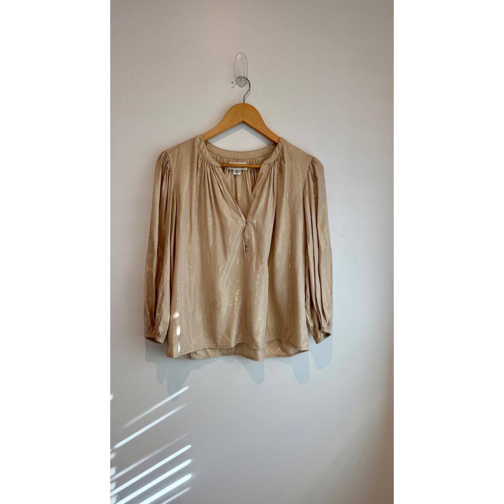 Velvet by Graham & Spencer Metallic Gold Blouse – Size XS – Shimmer Peasant Top